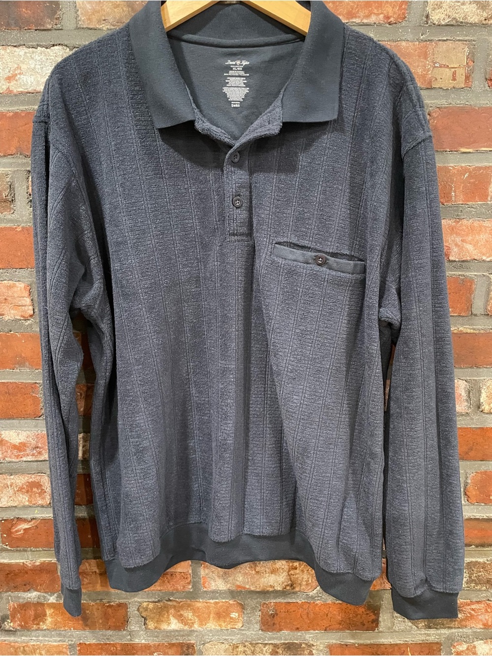 David Taylor Men's Long-Sleeve Polo in Charcoal